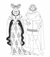 A coloring page of middle ages clothing